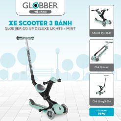 Xe Scooter 3 bánh Globber Go Up Deluxe Lights từ 15 tháng - 9 tuổi, Mint