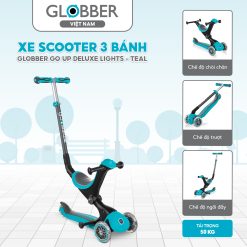 Xe Scooter 3 bánh Globber Go Up Deluxe Lights từ 15 tháng - 9 tuổi, Teal