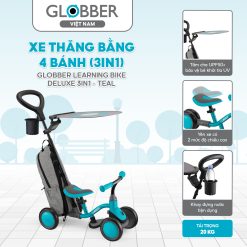 Xe thăng bằng 4 bánh Globber Learning Bike Deluxe 3 in 1 từ 1 - 3 tuổi, Teal