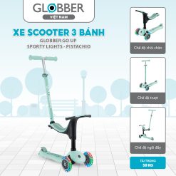 Xe Scooter 3 bánh Globber Go Up Sporty Lights từ 15 tháng đến 9 tuổi, Mint/Pistachio